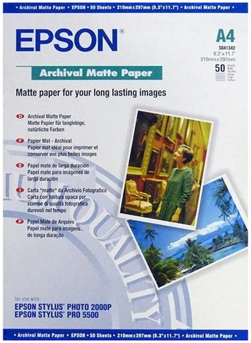 Фотобумага Epson Archival Matte Paper A4 192 г/кв.м. 50 листов (C13S041342)